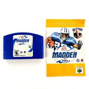 Madden NFL 2001 (Nintendo 64, 2000) Authentic w/ Manual Tested & Works